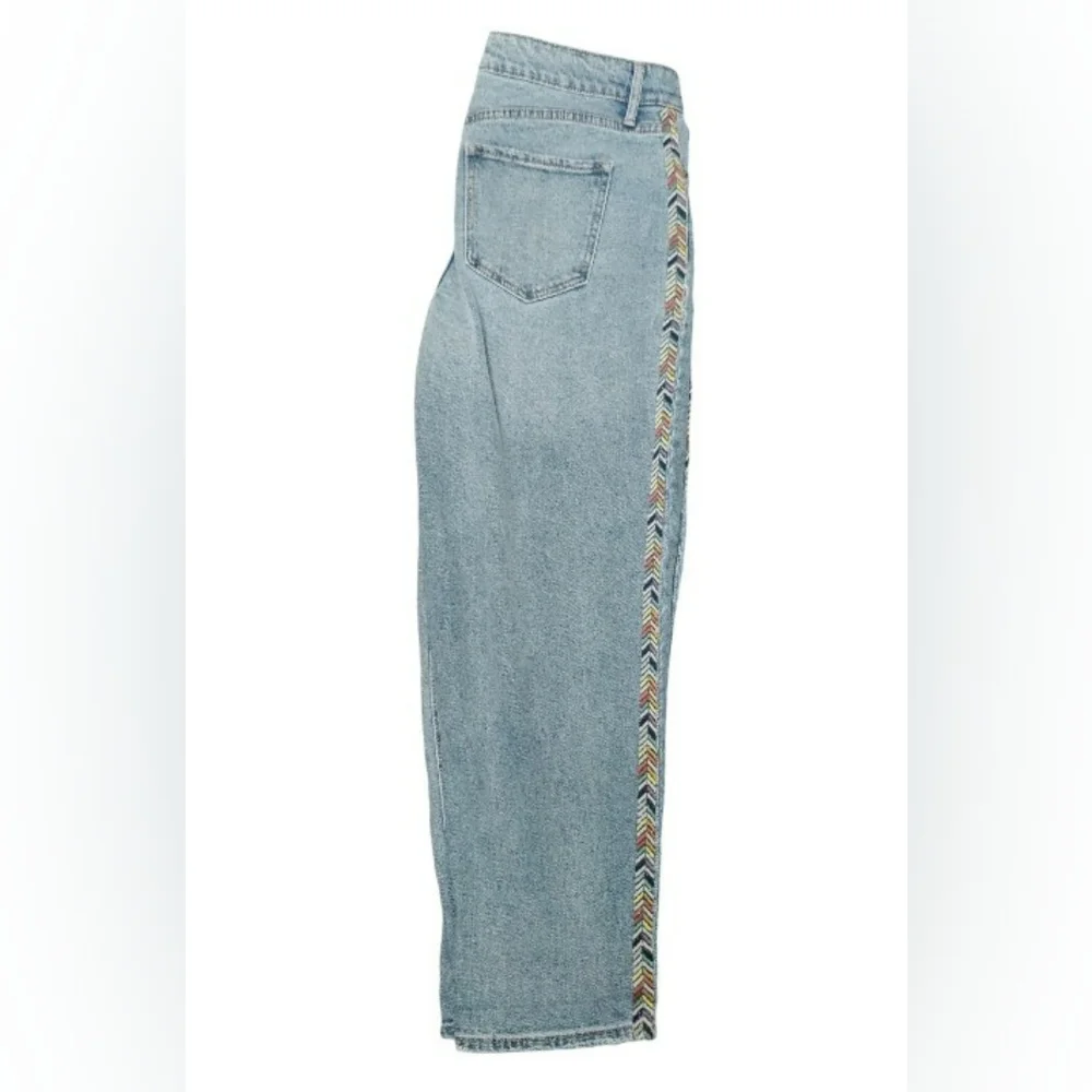 Knox Rose Mid-Rise Straight Leg Embroidered Jeans Size 14 Blue